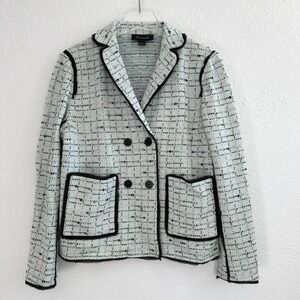 St. John Santana Knit Double Breasted Blazer Womens 8 Mint Green Modest Career